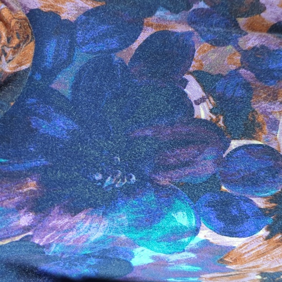 CABLE & GAUGE COWL-NECK FLORAL TUNIC WITH SHEER HEMLINE BORDER sz L - Picture 5 of 6